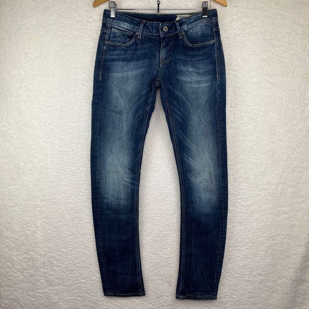 G-Star RAW 3301 Low Skinny Jeans Dark Wash‎ Blue Denim 29x32 Mens 501220215
